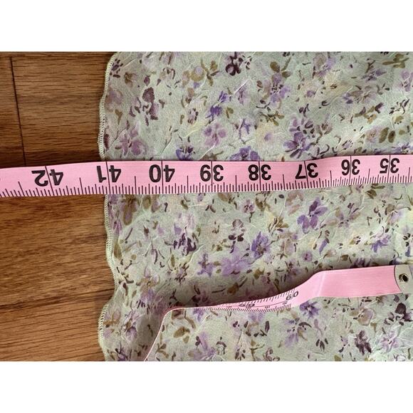 Vtg 90s City Triangles Floral Dress Green Purple Chiffon Cottagecore Fairy Sz S - Picture 13 of 13